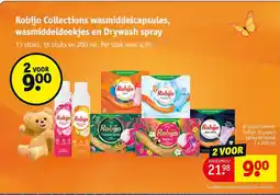 Kruidvat Robijn Collections wasmiddelcapsules, wasmiddeldoejjes en Drywash spray aanbieding