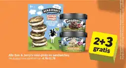 Albert Heijn Alle Ben & Jerry's mini-pints en sandwiches aanbieding
