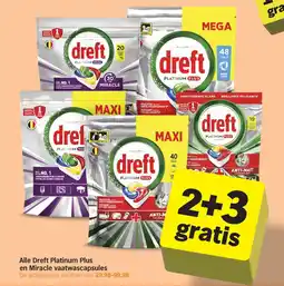 Albert Heijn Alle Dreft Platinum Plus en Miracle vaatwascapsules aanbieding