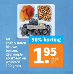 Albert Heijn AH Fruit & noten blauwe bessen, gedroogde abrikozen en walnoten aanbieding