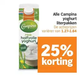 Albert Heijn Alle Campina yoghurt literpakken aanbieding