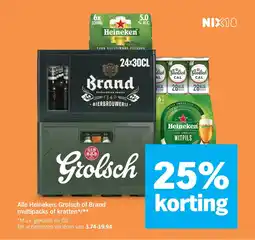 Albert Heijn Alle Heineken Grolsch Brand multipacks of kratten aanbieding