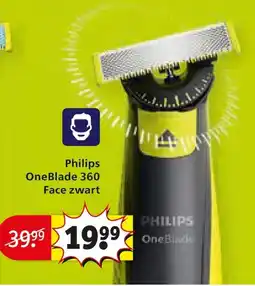 Kruidvat Philips OneBlade 360 Face zwart aanbieding