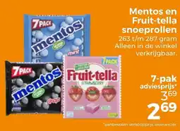 Trekpleister Mentos en Fruit-tella snoeprollen aanbieding