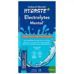 Holland & Barrett 1+1 gratis | Holland & Barrett Hydrate+ Electrolytes Mental - 14 sticks aanbieding