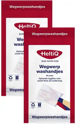 De Online Drogist HeltiQ Wegwerpwashandjes 50st Duoverpakking aanbieding
