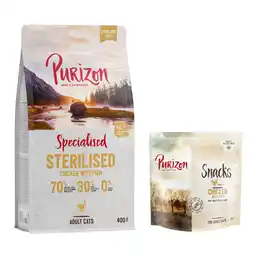 Zooplus 400g Sterilised Kattenvoer + Snack Purizon aanbieding