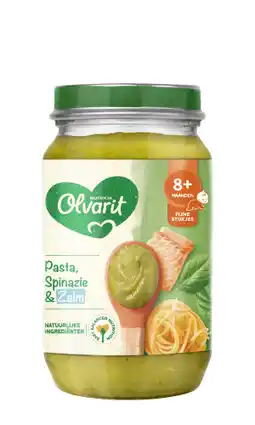 Dekamarkt Olvarit Pasta-spinazie-zalm 8+ Maanden aanbieding