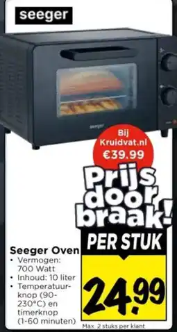 Vomar Voordeelmarkt Seeger Oven aanbieding