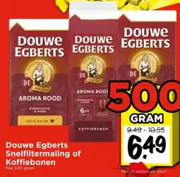 Vomar Voordeelmarkt Douwe Egberts Snelfiltermaling of Koffiebonen aanbieding