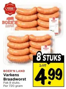 Vomar Voordeelmarkt Boer'n Land Varkens Braadworst aanbieding