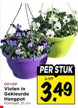 Vomar Voordeelmarkt Violen in Gekleurde Hangpot aanbieding