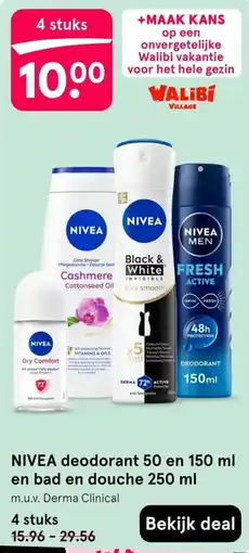 Etos NIVEA deodorant 50 en 150 ml en bad en douche 250 ml aanbieding