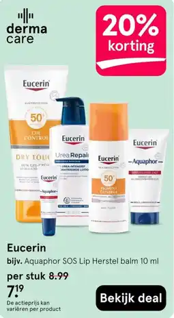 Etos Eucerin bijv. Aquaphor SOS Lip Herstel balm 10 ml aanbieding