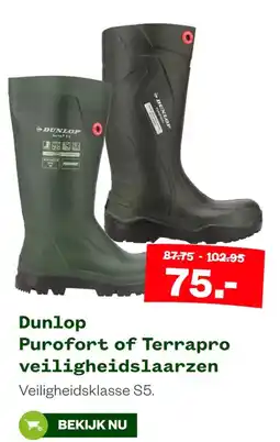 Welkoop Dunlop Purofort of Terrapro veiligheidslaarzen aanbieding