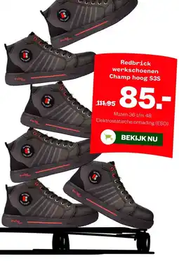 Welkoop Redbrick werkschoenen champ hoog s3s aanbieding