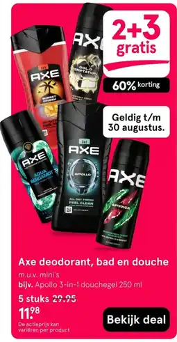 Etos Axe deodorant, bad en douche aanbieding