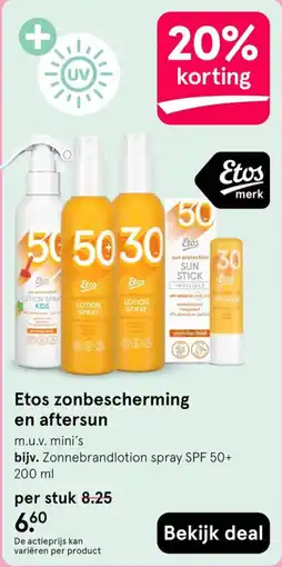 Etos Etos zonbescherming en aftersun aanbieding