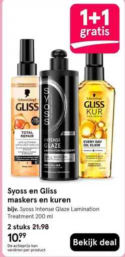 Etos Syoss en Gliss maskers en kuren aanbieding