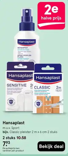 Etos Hansaplast Classic pleister 2 m x 6 cm 2 stuks aanbieding