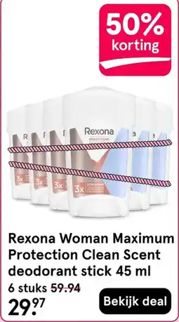 Etos Rexona Woman Maximum Protection Clean Scent deodorant stick aanbieding