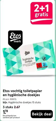 Etos Etos vochtig toilet papier en hygiënische doekjes aanbieding