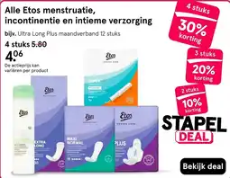 Etos Etos menstruatie, incontinentie en intieme verzorging aanbieding