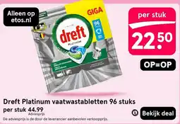 Etos dreft platinum vaatwastabletten aanbieding