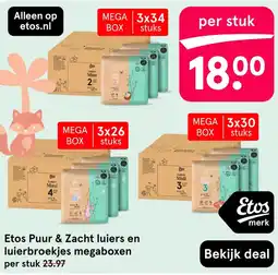 Etos Etos puur & zacht luiers en luierbroekjes megaboxen aanbieding