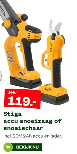 Welkoop Stiga accu snoeizaag of snoeischaar aanbieding
