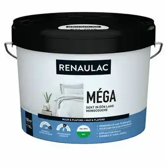 Praxis Renaulac latex Méga mat RAL 9010 10L aanbieding