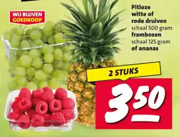 Nettorama Pitloze witte of rode druiven, frambozen of ananas aanbieding