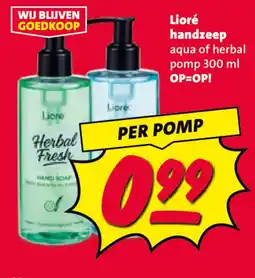 Nettorama Lioré handzeep aqua of herbal aanbieding