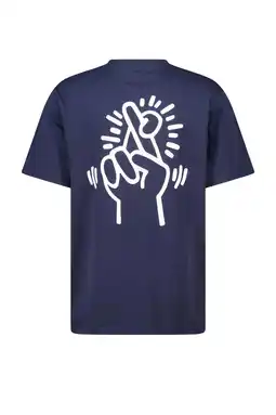 Wehkamp America Today regular T-shirt met backprint donkerblauw aanbieding