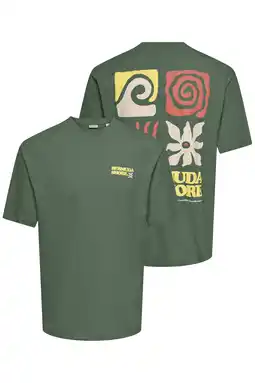 Wehkamp ONLY & SONS relaxed T-shirt met backprint - donkergroen aanbieding