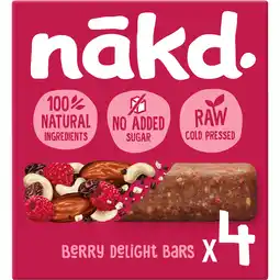Jumbo Nakd. Raw Fruitreep met noten Berry Delight 4 x 35 g aanbieding