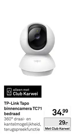 Karwei TP-Link Tapo binnencamera TC71 aanbieding