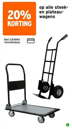 GAMMA gamma steek- en plateau-wagens aanbieding