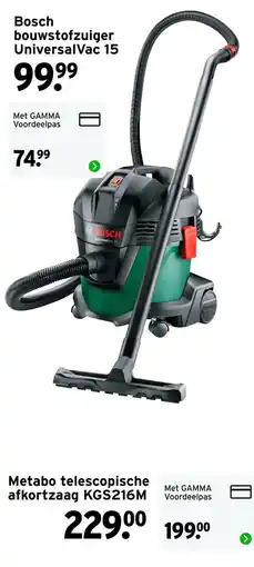 GAMMA Bosch bouwstofzuiger UniversalVac 15 aanbieding
