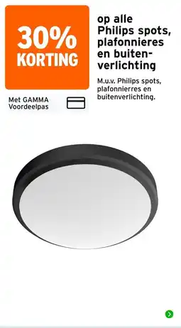 GAMMA Philips spots, plafonnieres en buitenverlichting aanbieding