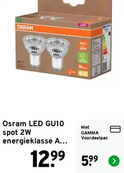 GAMMA Osram LED GU10 spot 2W aanbieding
