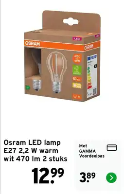 GAMMA Osram LED lamp E27 aanbieding