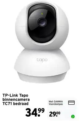 GAMMA TP-Link Tapo binnencamera TC71 bedraad aanbieding
