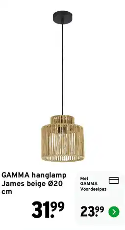GAMMA GAMMA hanglamp James beige Ø20 cm aanbieding