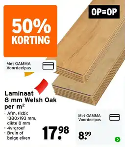 GAMMA Laminaat 8 mm Welsh Oak aanbieding