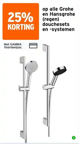 GAMMA Grohe Hansgrohe douchesets en -systemen aanbieding