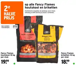 GAMMA Fancy Flames houtskool en briketten aanbieding
