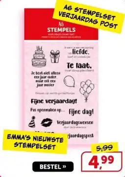 Boekenvoordeel Emma's stempelset verjaardag post aanbieding