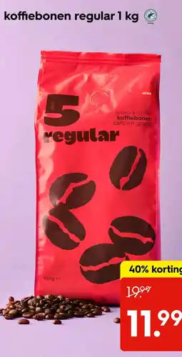HEMA hema koffiebonen regular 1 kg aanbieding