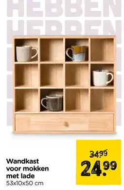 Xenos Wandkast voor mokken met lade aanbieding